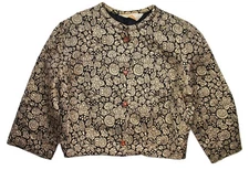 Vintage 1960s Carol Brent Black and Gold Brocade Cropped Jacket