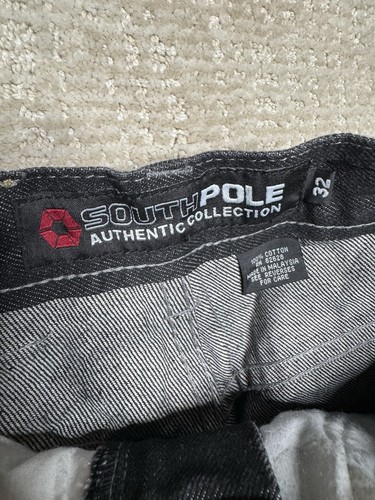RARE Y2K Southpole Premium Embroidered Jeans Mens 32Black Baggy Skater Y2k - Picture 6 of 18