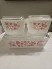 Pyrex Pink Gooseberry 501 502 503 Refrigerator Dish Set