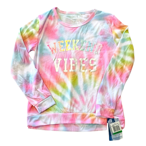 Max & Olivia Big Girls' Rainbow Tie-Dye Pajama Top - Size Large - Picture 2 of 4