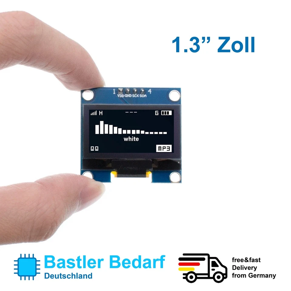 1,3” ZOLL OLED Display Arduino 128x64 SSH1106 I2C IIC weiß Raspberry Pi - Bild 4 von 4