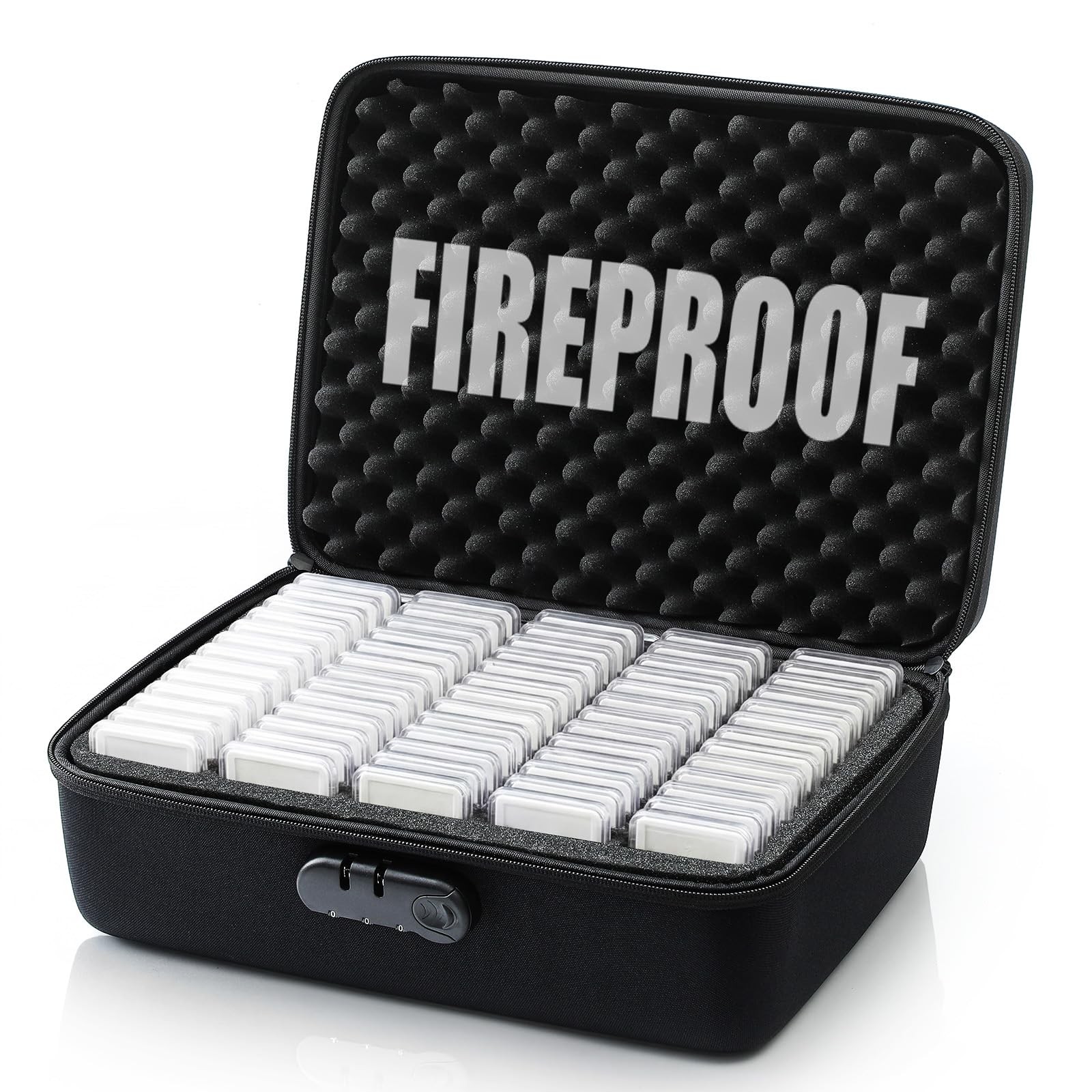 Affrolling 65 Slot Fireproof Waterproof Coin Slab Storage Case