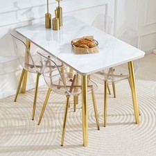 Table and chair set.White imitation marble texture glass countertop + lower MD
