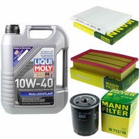 Mann Inspektionspaket 5L Liqui Moly Leichtlauf 10W-40 FüR Fiat Stilo 1.6 16V