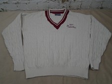 Vintage SIU Salukis Southern Illinois V Neck Cable Knit Sweater Size XL USA Made