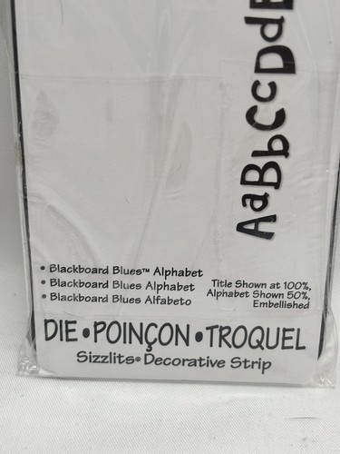 Sizzix BLACKBOARD BLUES Decorative Strip Die Font Die A-Z 656712 Rare NEW - Picture 3 of 4