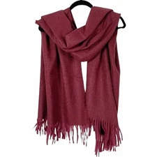 Liz Claiborne Wrap Burgundy Pashmina With Fringe Soft Shawl Scarf Winter New