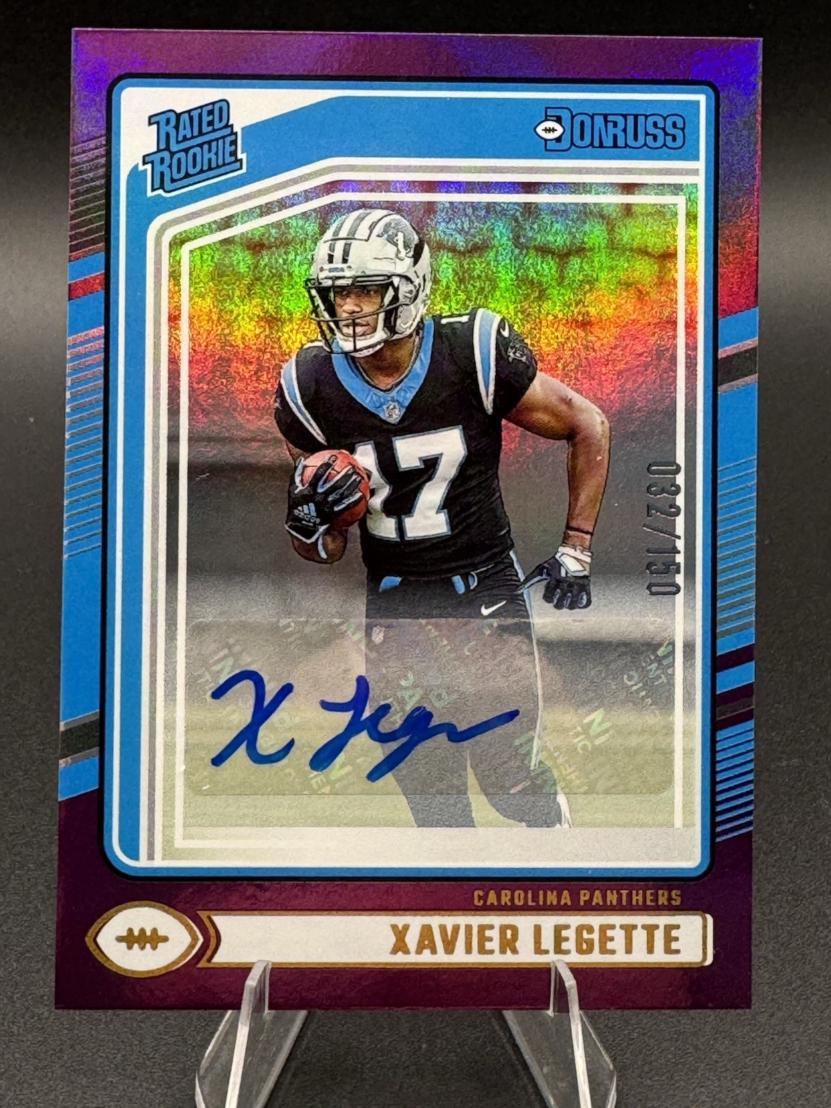 2024 Donruss Xavier Legette Rated Rookie Purple Auto #d 32/150