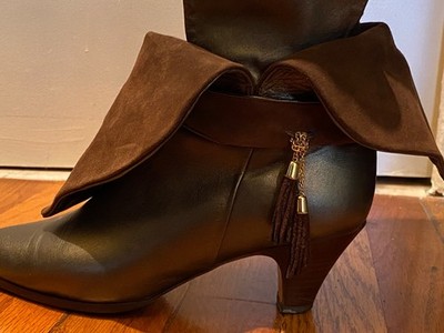 Vintage Bally Brown leather & suede boots 7  made in Italy Delia tassel