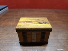 vintage Japanese wood puzzle box Himitsu-Bako inlaid Mount Fuji W Key Needs TLC 