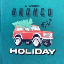 Ford Bronco Hoodie Small Teal Holiday Graphic Zip Up Hoodie Sweatshirt Adult