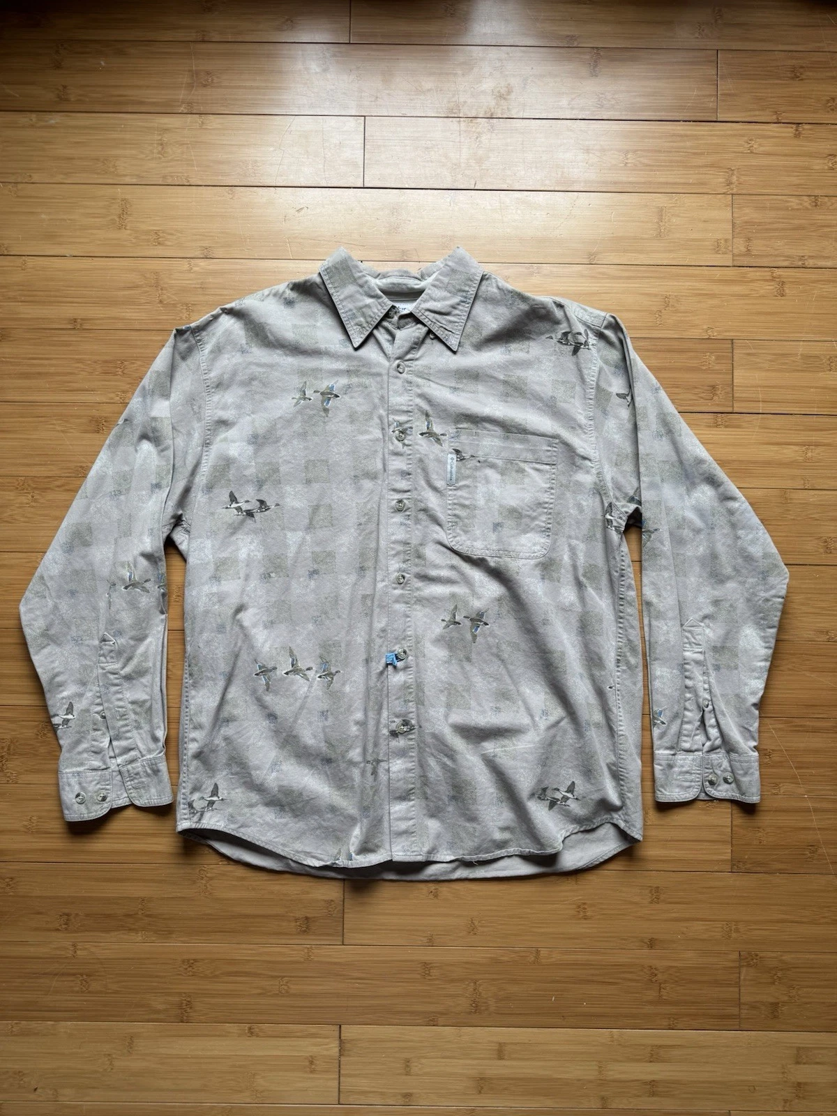 Columbia Shirt Mens Large Duck Print Button Down Long Sleeve Casual Hunting