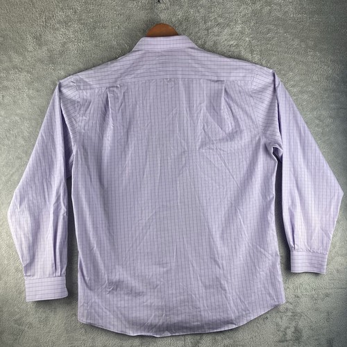 Pronto Uomo Dress Shirt Men's Size 3XLT Purple Check Long Sleeve Non Iron Cotton - Picture 2 of 12
