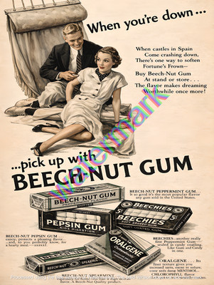 When YOur Down Pick Up with Beech Nut Gum  Metal Sign 9'' x 12'' or 12'' x 16''