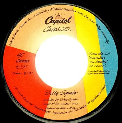 Billy Squier Emotions In Motion / Catch 22 Vinyl Single 7inch Capitol