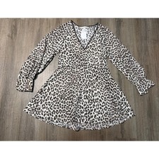 H&M Women's Leopard Print V-Neck Skater Mini Dress