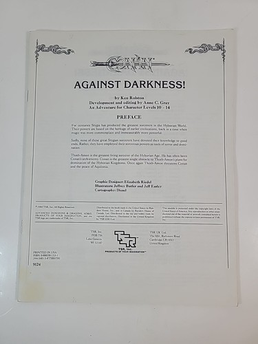 Advanced Dungeons & Dragons CB2 - Conan Against Darkness 1984 TSR 9124 No Cover