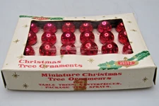 Lot Vintage Glass RED 15mm BALL Feather Tree Mini Christmas Ornaments Japan