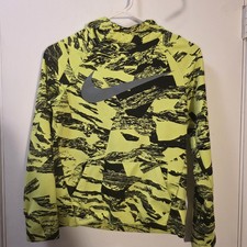 Nike Boys Youth Hoodie Lime Green Size Large Pullover Black Winter