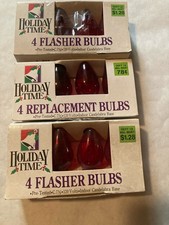 Lot Of 3 Pkgs 12 Bulbs Red Christmas Vtg 120V C 7 1/2 Candelabra/Cool Burning