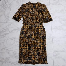 Dolce & Gabbana Tweed Dress Chest 38cm Yellow Black Half Sleeve Size 38