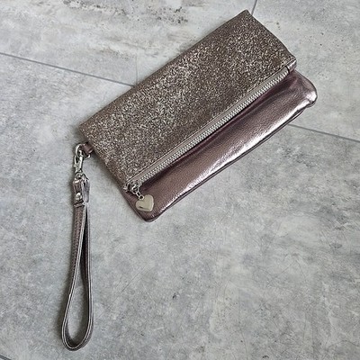 Bijou Brigitte Clutch Handtasche mit Reißverschluss Rose Silber Abendtasche