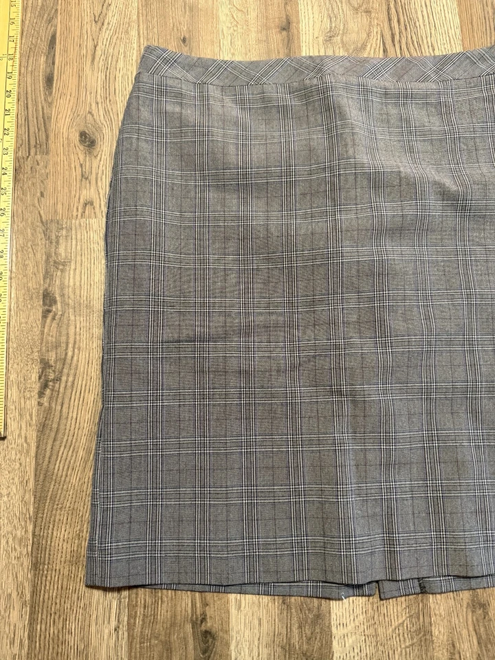 Falda Roz & Ali, Para Mujer Talla 16, Gris Marrón, Cuadros, Cremallera Trasera, Lápiz Recto Foto 3 de 4