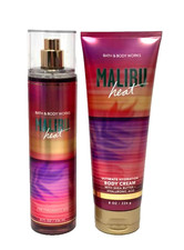 BATH BODY WORKS 2p. GIFT SET MALIBU HEAT FINE FRAGRANCE MIST BODY CREAM NEW