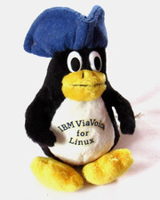 Vintage Linux IBM Promo Penguin Tux Plush Figure Stuffed Animal Toy w/ Hat