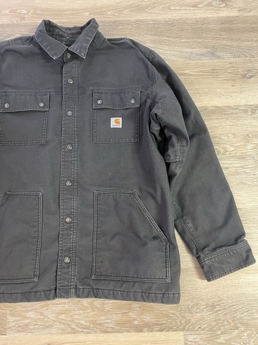Carhartt Jacket Men XL Rugged Flex Relaxed Fit Fleece Lined Snap Front Canvas - Picture 2 of 15