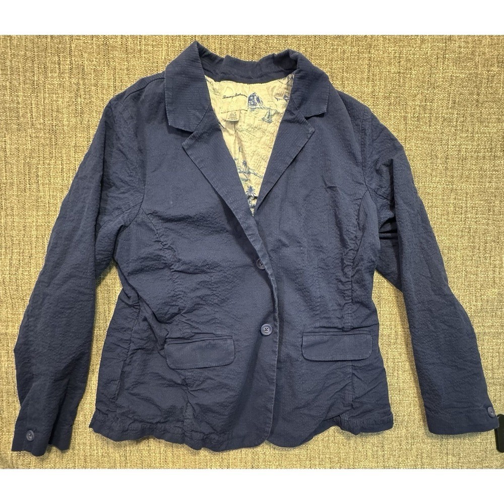 Women's Tommy Bahama Blue Stretch Jacket 2 Button Size Large Island Wear image 2