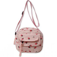 Pink Corduroy Strawberry Print Shoulder Hand Bag Purse Crossbody New