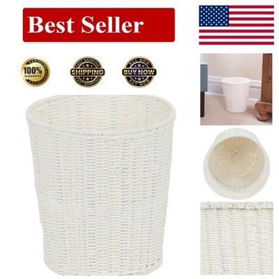 Versatile White Paper Rope Waste Bin - Perfect for Bathroom, Office, or Bedroom
