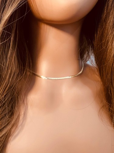 Collar de espiga de 3 mm relleno de oro | Elegante collar de cadena plana - Imagen 5 de 12