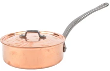 BAUMALU Smooth 2 mm Copper Sauce Pan 1 Handle With Lid Alsace France New