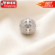Leaves 925 Sterling Silver Knife Bead EDC Paracord Lanyard DIY Charm Pendant