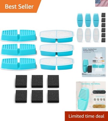 Official 12 Packs6 Filters + 6 Sponges for Battery Cat Water Fountain, Cat Fo...