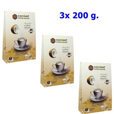 3x Coconut Coffee Creamers Tea Chocolate Coco Farm Yummy Aromatic Premium 200 g.