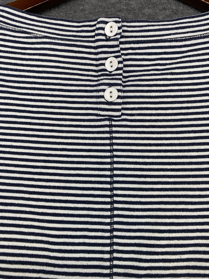Banana Republic Dress XS Navy Blue White Stripe 3/4 Sleeve Boat Neck Preppy - Image 4 of 4