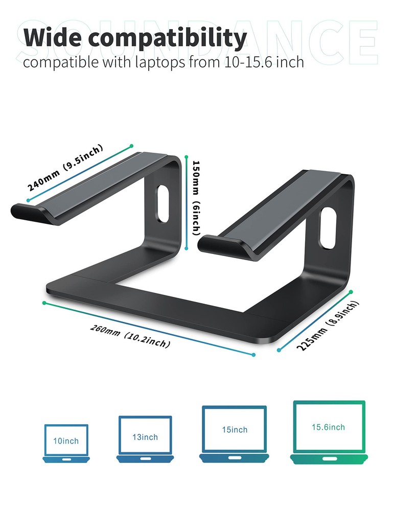 Sleek Aluminum Laptop Stand for Ergonomic Desk Setup with Adjustable Height