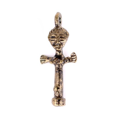 Fertility Doll African Brass Pendant Ashanti Ghana Large Hole Handmade