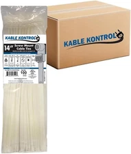 Kable Kontrol Zip Ties with Screw Hole, 14 Inch 2,000 Pcs Natural, 120 Lbs.