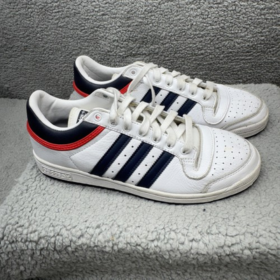 #ad Adidas Top Ten Shoes Mens Size 9.5 White Navy Leather Low Top Sneakers H67264 $34.99