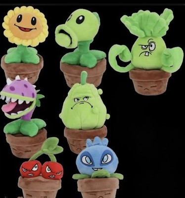 7PCS + keychain sun shroom, Plants Vs Zombies 2 Sunflower Shooter Plush
