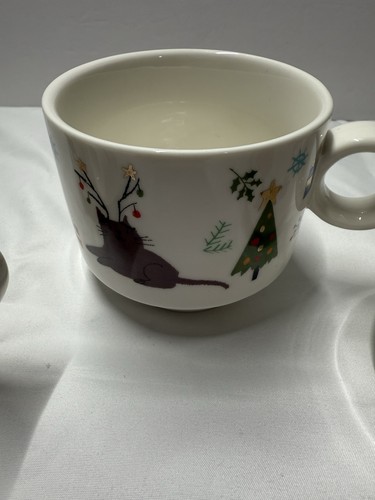4er Set~stapelbar~Grace Teegeschirr~edles Porzellan~Weihnachten Katze Design Tassen/Becher - Bild 6 von 10