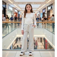 NWT Girls Fleece Flare Sweatpants Art Class Heather Gray Medium 8 Trouser Wide