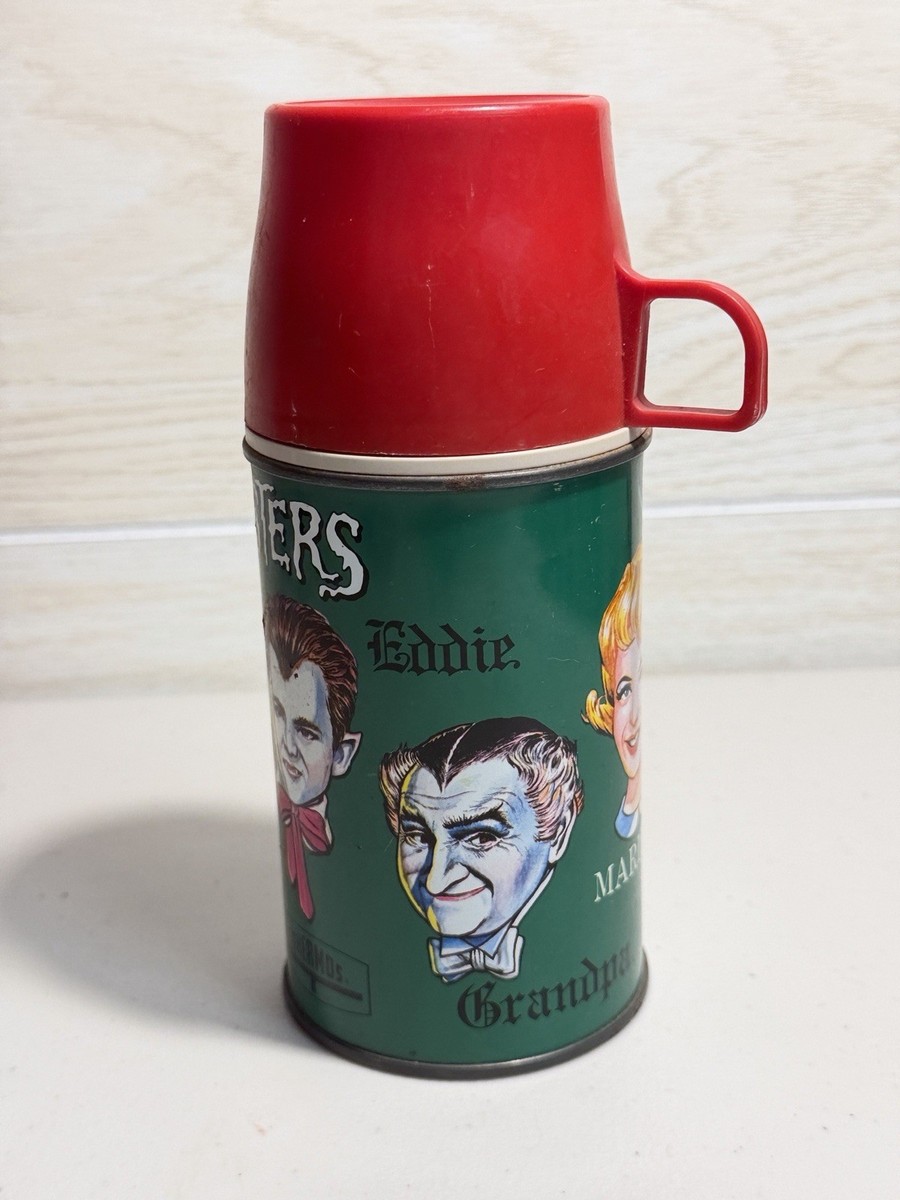 1965 Munsters Lunchbox Thermos Green with Cup Cap Lid See Photos