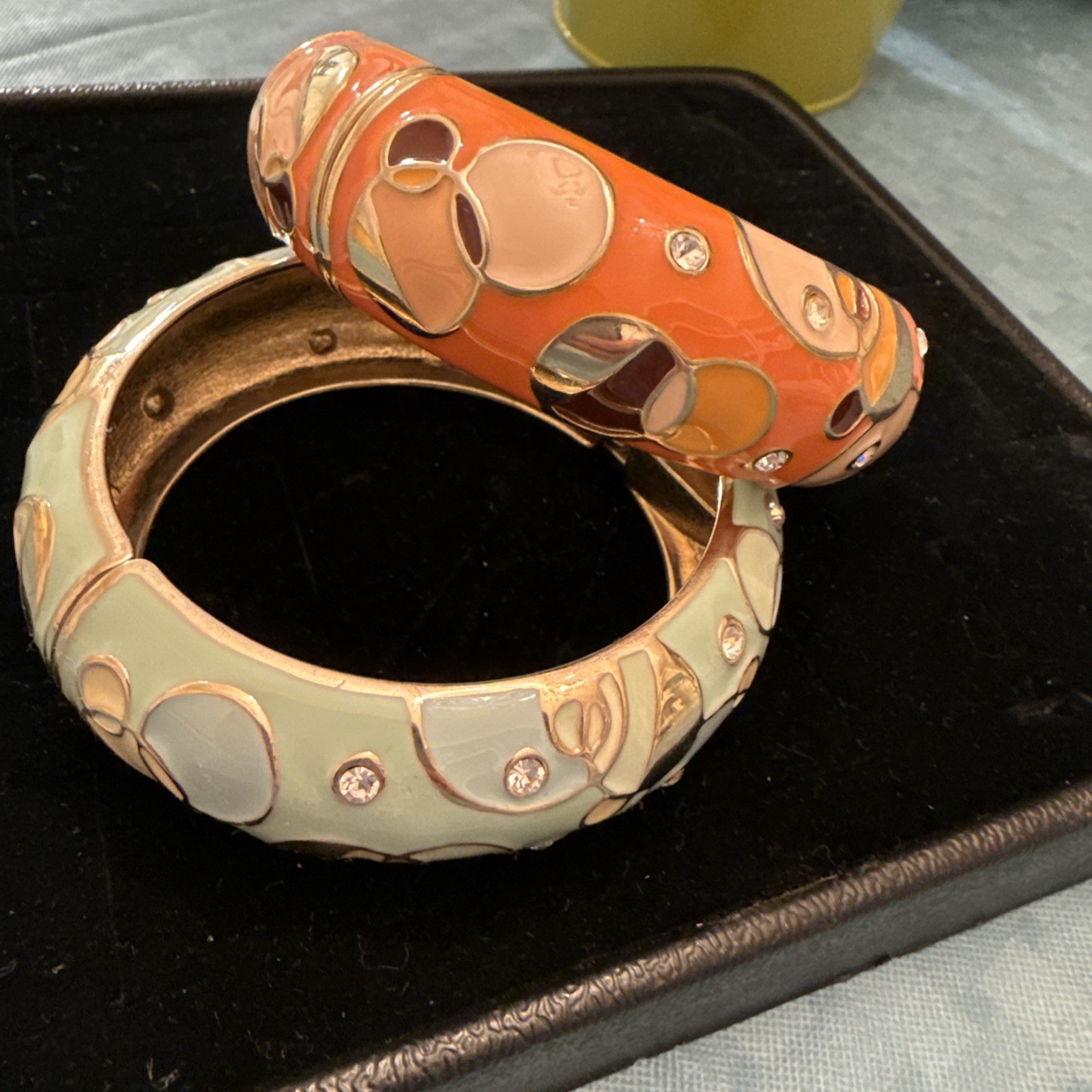 Sequin Enamel Hinged 2 Bangles  - 7” - image 5