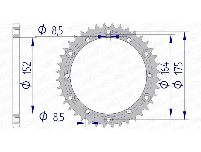 Pignon AFAM alu 13500 520 : Réduit le poids de transmission moto