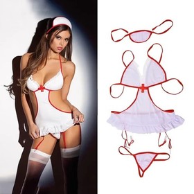 Nurse Uniform Cosplay Costumes Women Sexy Lingerie Porno Suit Bra with Panties